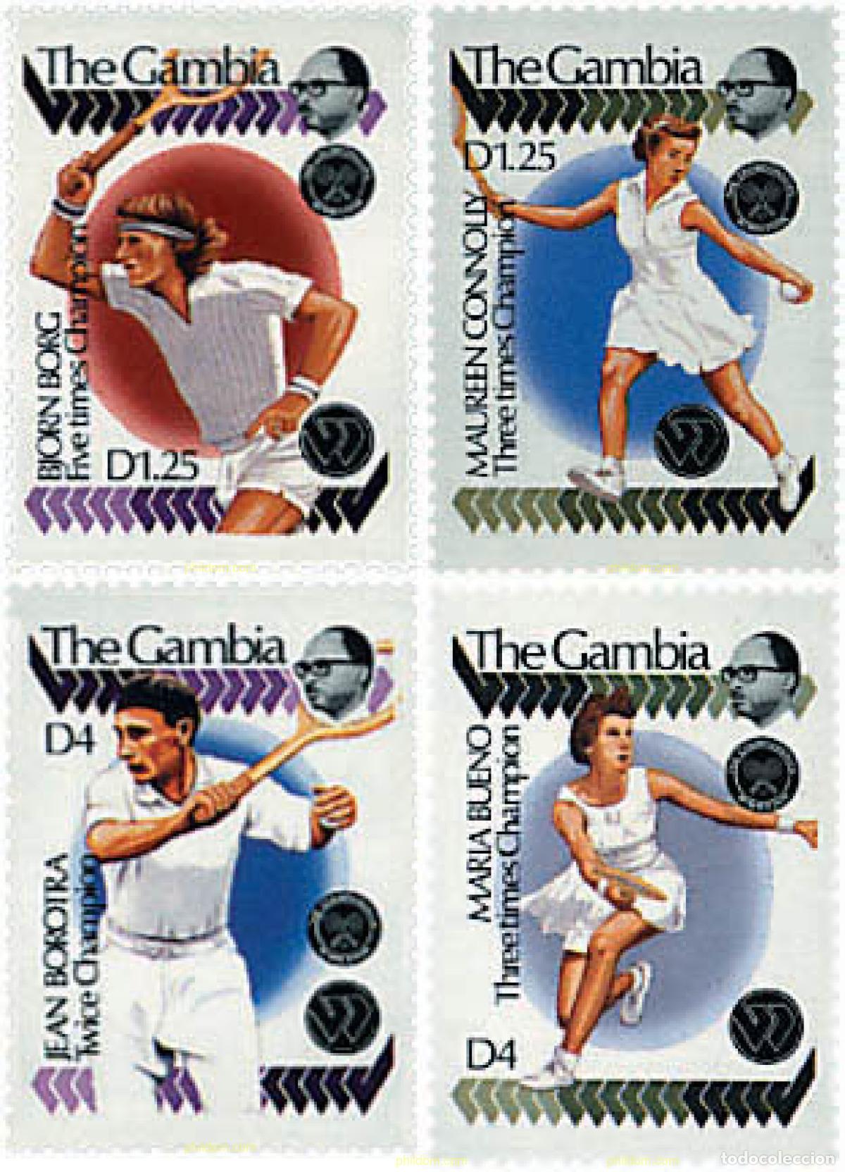 Sellos: 316832 HINGED GAMBIA 1990 GRANDES CAMPEONES DE TENIS DE WIMBLEDON