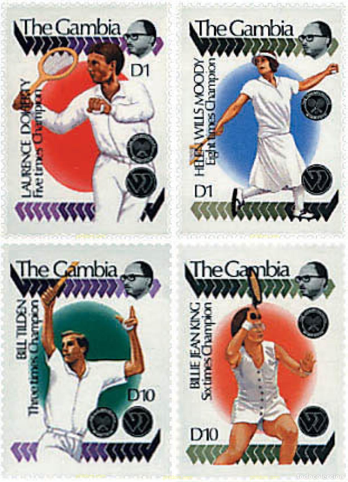 Sellos: 316840 HINGED GAMBIA 1990 GRANDES CAMPEONES DE TENIS DE WIMBLEDON