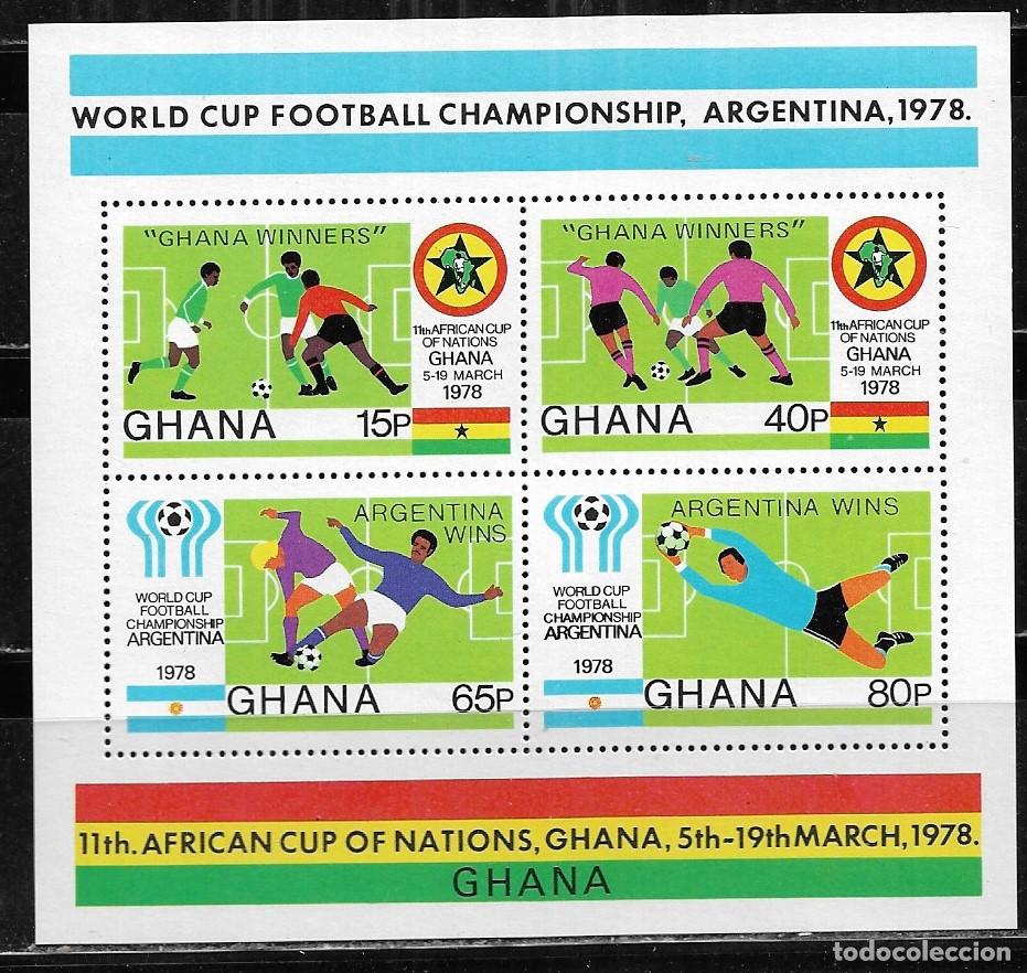 Sellos: GHANA 1978, HOJA BLOQUE Ivert 76 - CAMPEONATO MUNDIAL DE F&Uacute;TBOL ARGENTINA 78. MNH.