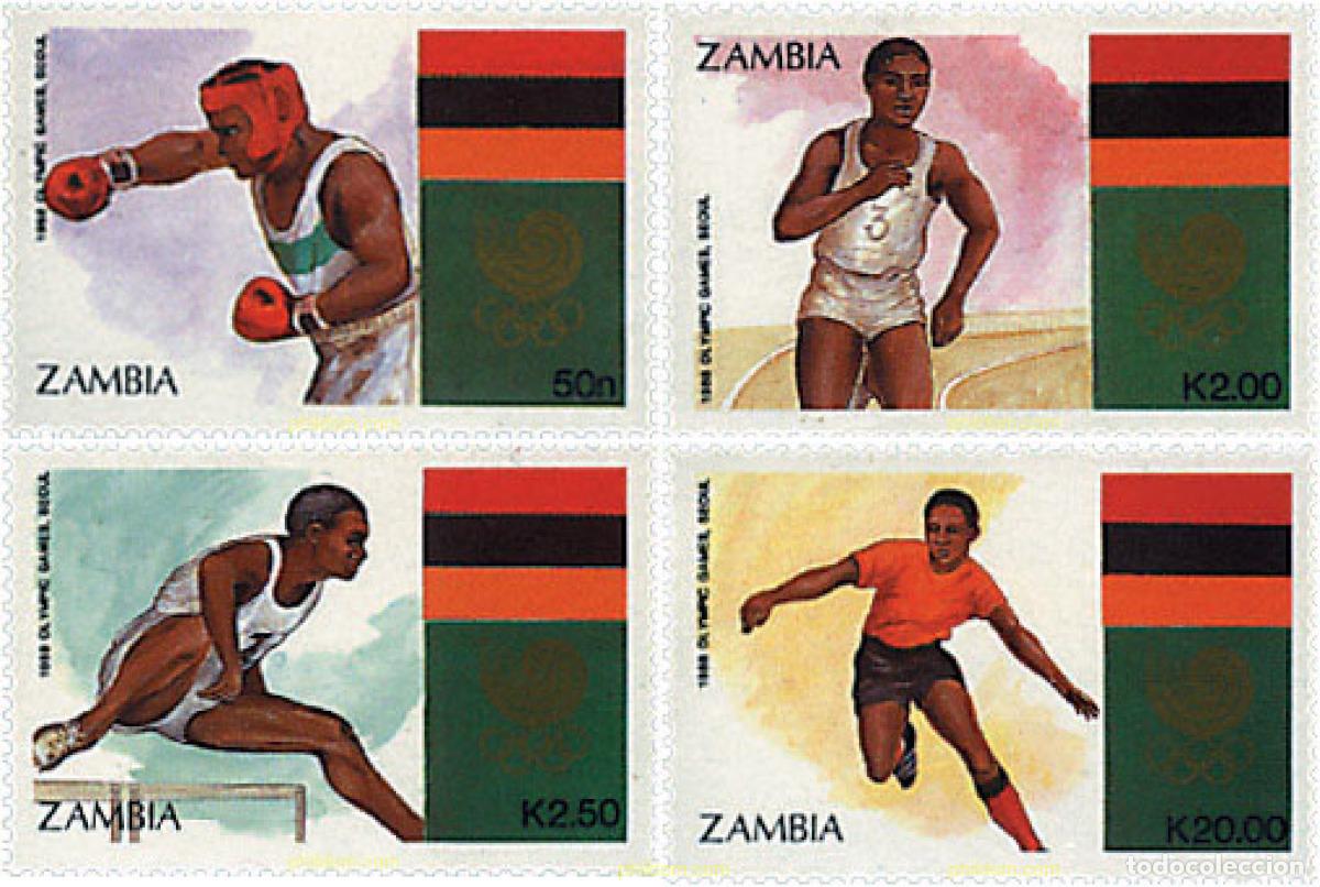Sellos: 34263 MNH ZAMBIA 1988 24 JUEGOS OLIMPICOS VERANO SEUL 1988
