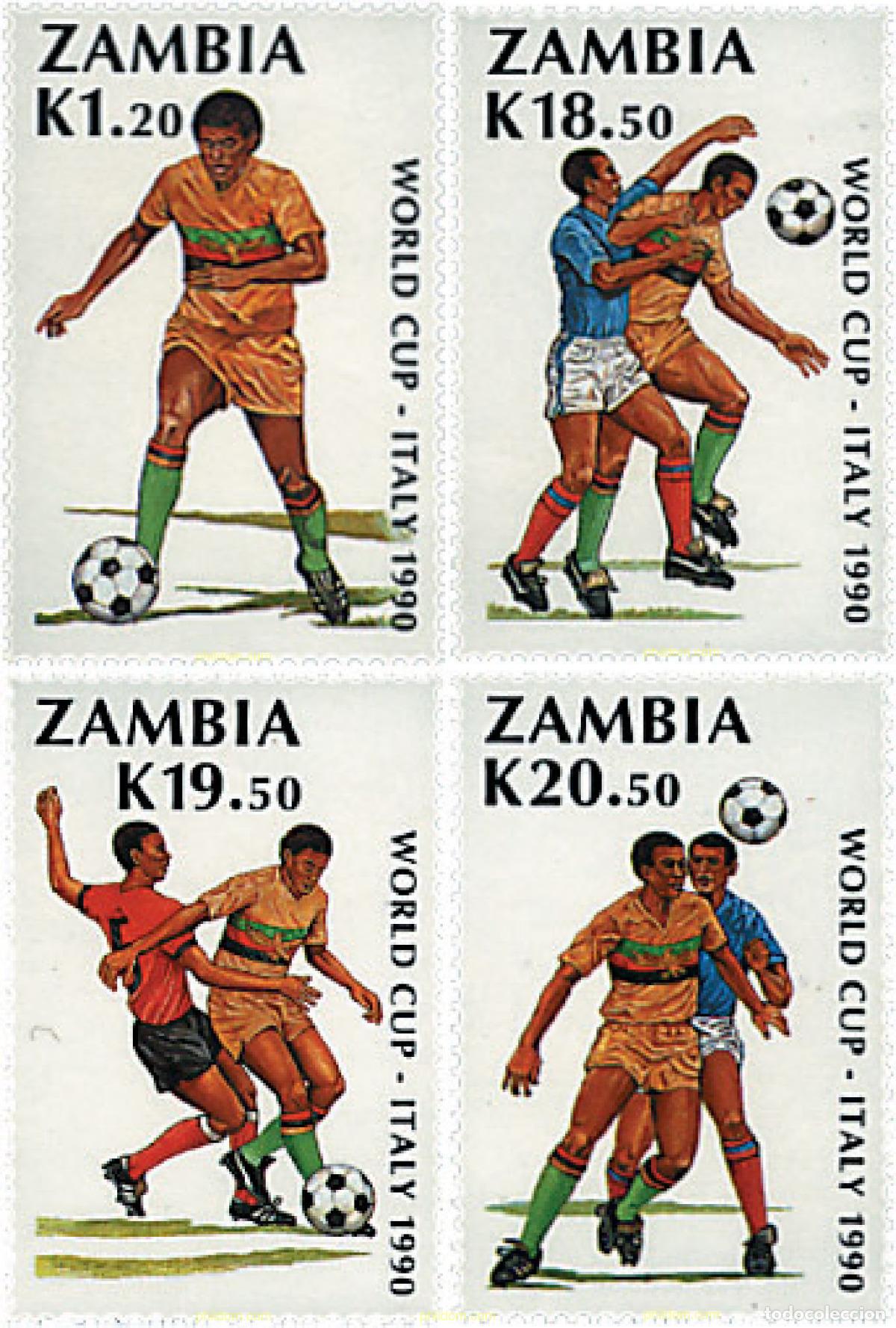 Sellos: 34269 MNH ZAMBIA 1990 COPA DEL MUNDO DE FUTBOL. ITALIA-90