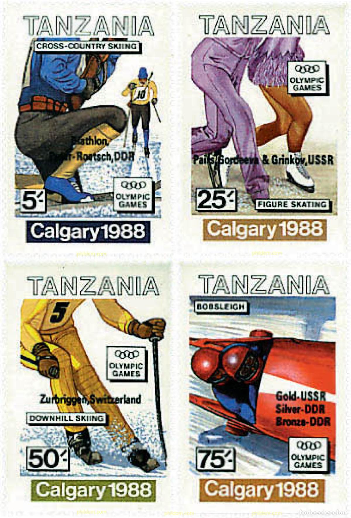 Sellos: 72463 MNH TANZANIA 1989 MEDALLISTAS DE LOS 15 JUEGOS OLIMPICOS DE INVIERNO. CALGARY 1988