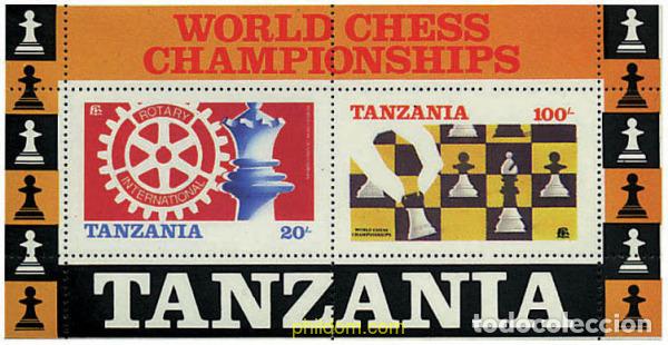 Sellos: 123359 MNH TANZANIA 1986 CAMPEONATOS DEL MUNDO DE AJEDREZ EN LONDRES Y LENINGRADO