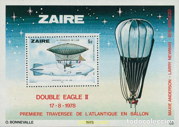 Sellos: 34291 MNH ZAIRE 1978 HISTORIA DE LA AVIACION. PRIMERA TRAVESIA DEL ATLANTICO EN GLOBO