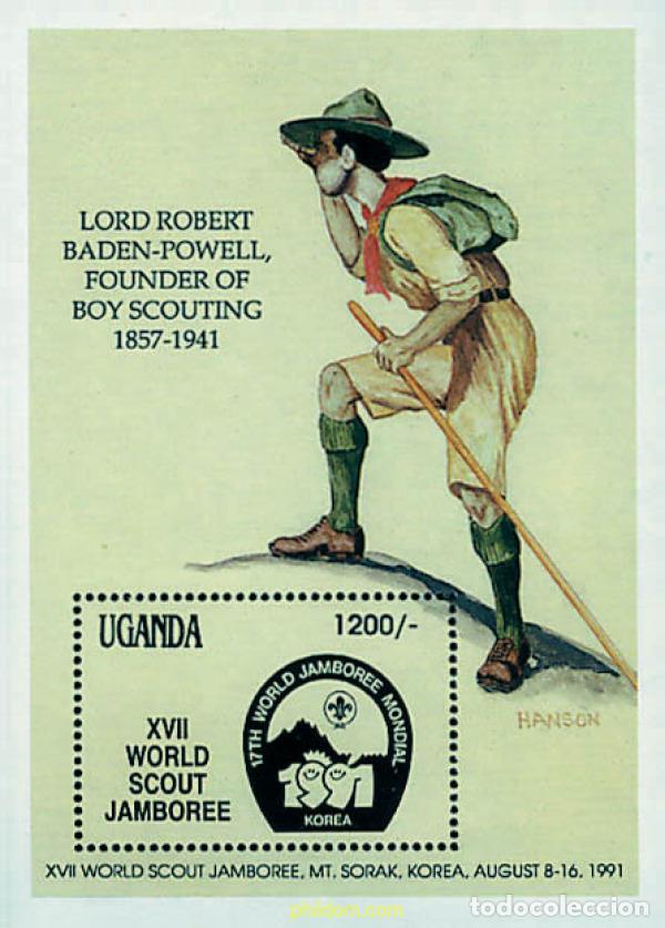 Sellos: 573528 MNH UGANDA 1991 50 ANIVERSARIO DE LA MUERTE DE LORD BADEN-POWELL
