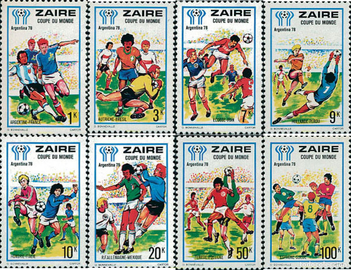 Sellos: 34290 MNH ZAIRE 1978 COPA DEL MUNDO DE FUTBOL. ARGENTINA-78