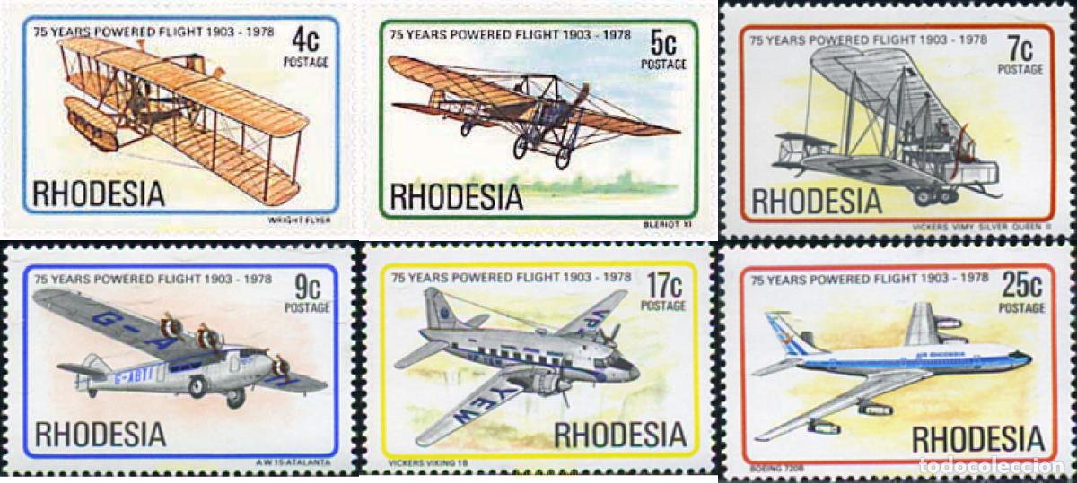 Sellos: 29207 MNH RODESIA 1978 75 ANIVERSARIO DEL PRIMER VUELO A MOTOR