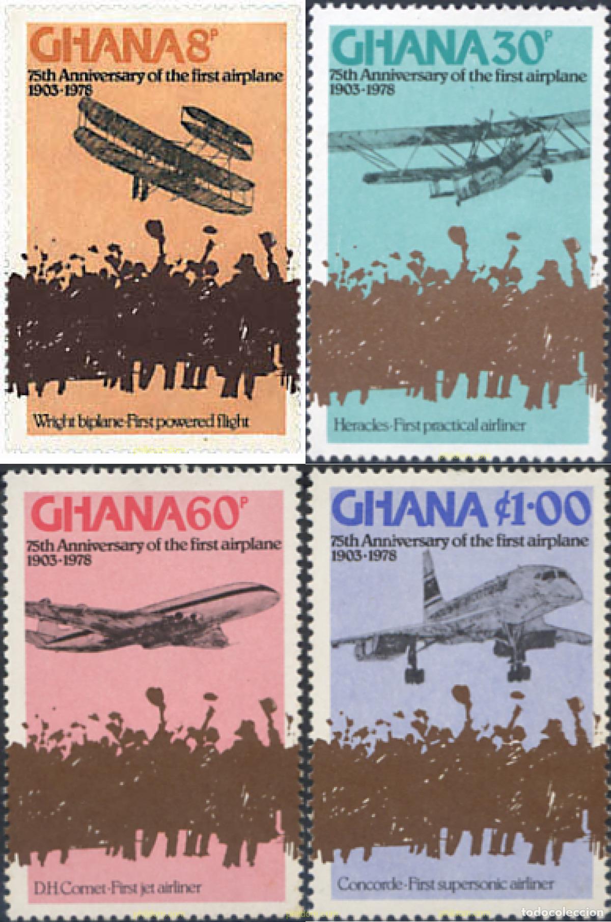 Sellos: 34107 MNH GHANA 1978 75 ANIVERSARIO DEL PRIMER VUELO A MOTOR