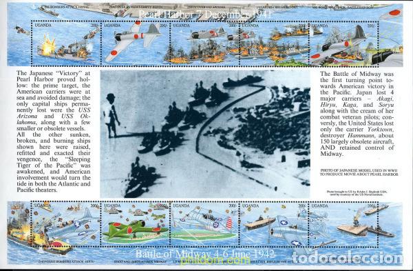 Sellos: 38540 MNH UGANDA 1991 50 ANIVERSARIO DEL ATAQUE JAPONES A PEARL HARBOR