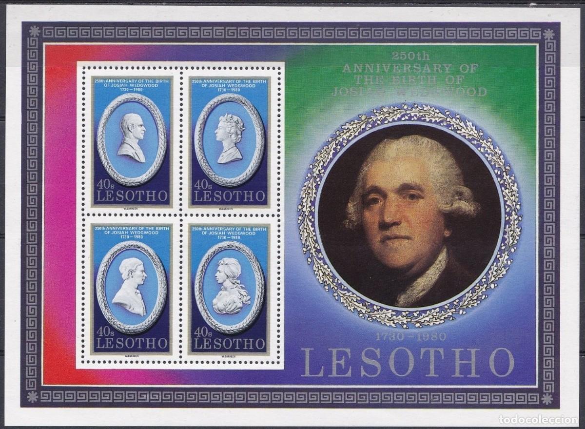 Sellos: LESOTHO 1980 SHEET MNH EL ALFARERO Y DISE&Ntilde;ADOR JOSIAH WEDGWOOD