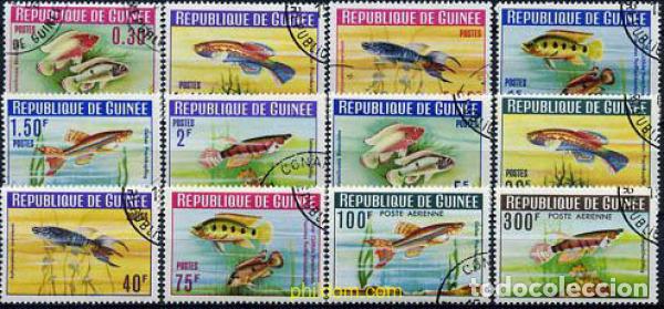 Sellos: 210658 USED GUINEA 1964 PECES