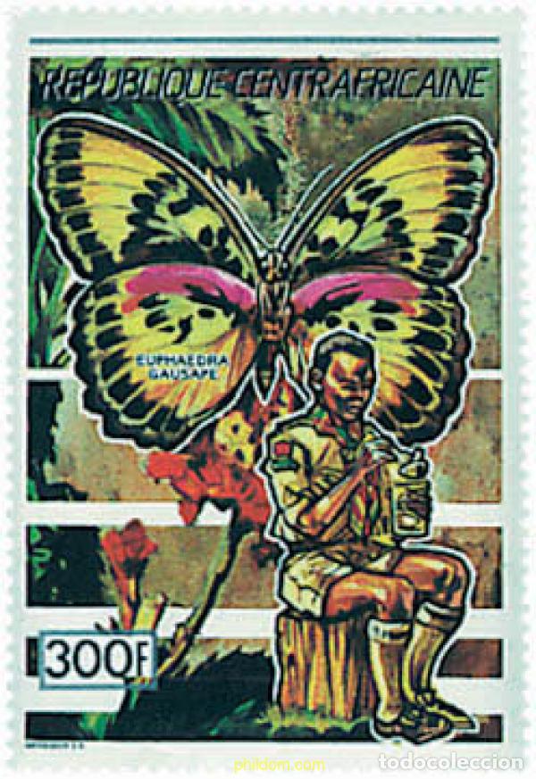 Sellos: 375677 MNH CENTROAFRICANA 1990 MARIPOSAS Y ESCULTISMO