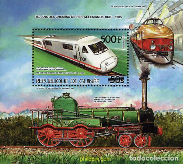 Sellos: 58403 MNH GUINEA 1986 150 ANIVERSARIO DE LOS FERROCARRILES ALEMANES