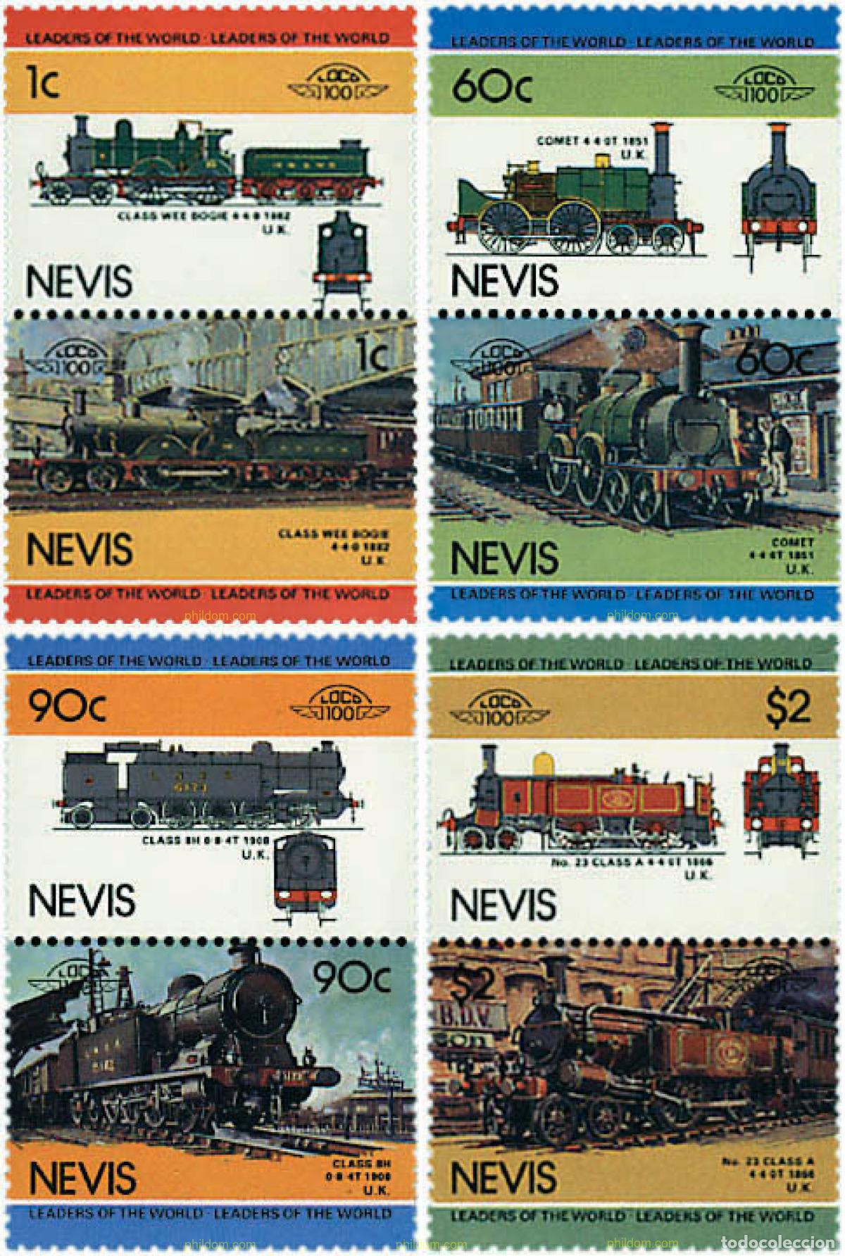 Sellos: 6276 MNH NEVIS 1985 LOCOMOTORAS