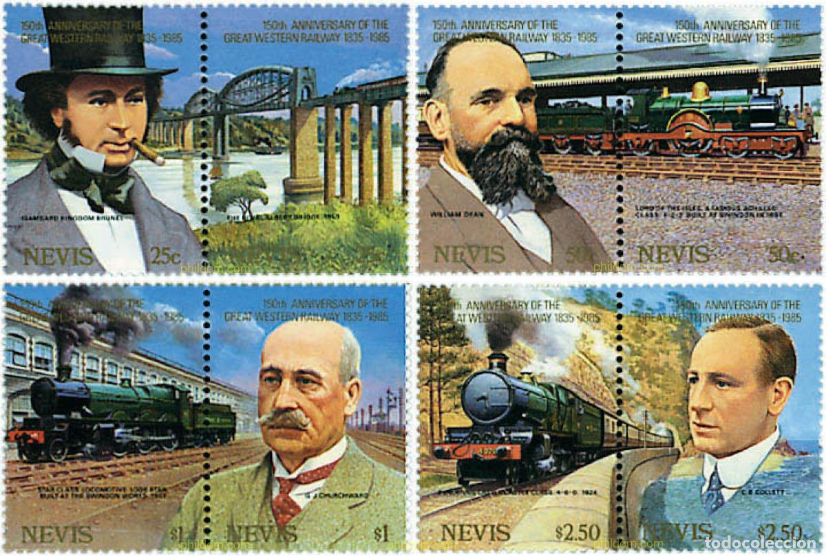 Sellos: 5877 MNH NEVIS 1985 150 ANIVERSARIO DEL FERROCARRIL