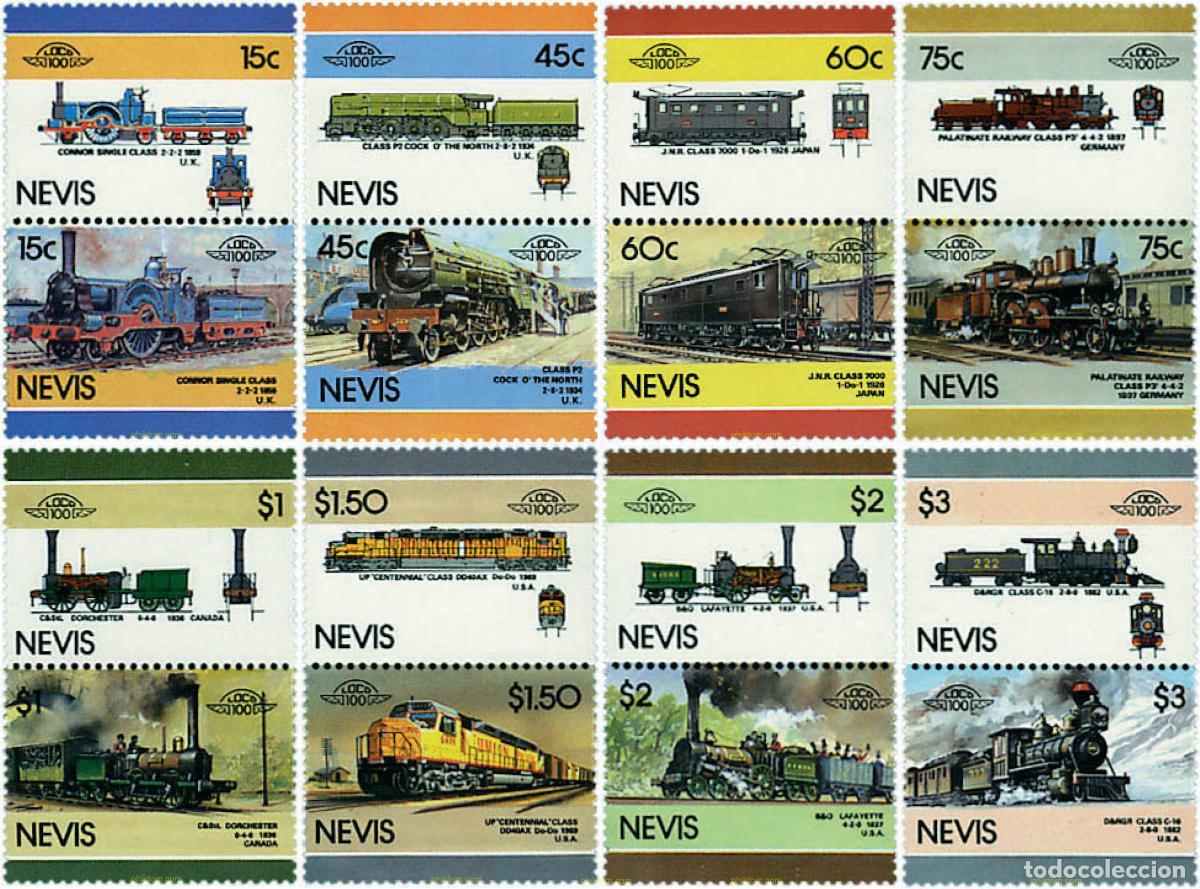 Sellos: 6279 MNH NEVIS 1986 LOCOMOTORAS