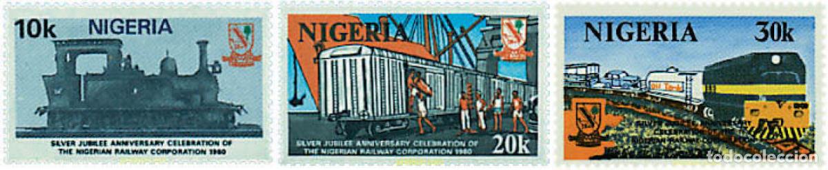 Sellos: 56734 MNH NIGERIA 1980 25 ANIVERSARIO DE LA FUNDACION DE LA SOCIEDAD DE FERROCARRILES