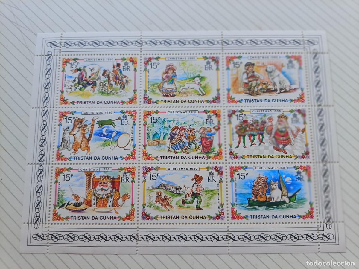 Sellos: Tristan da Cunha. Hojita nueva Navidad 1980 canciones infantiles