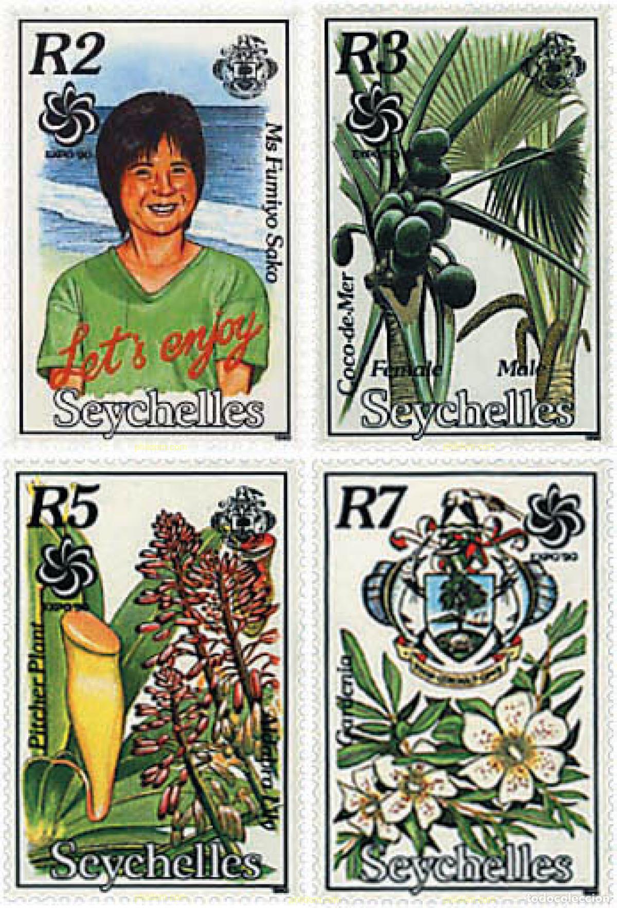 Sellos: 93335 MNH SEYCHELLES 1990 EXPO 90. EXPOSICION UNIVERSAL DE JARDINES Y ESPACIOS VERDES DE OSAKA
