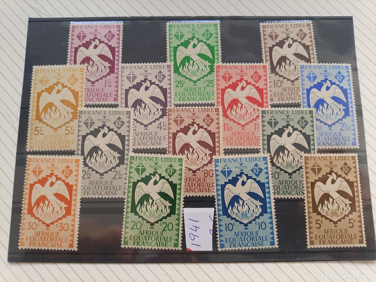 Sellos: Francia Libre. Africa Ecuatorial, colonia francesa. Lote de sellos nuevos perfectos 1941