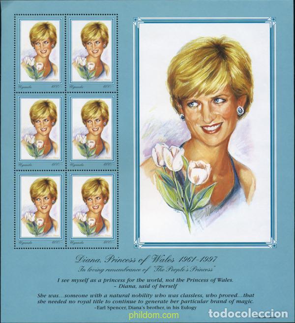 Sellos: 12470 MNH UGANDA 1997 HOMENAJE A LA PRINCESA DIANA DE GALES