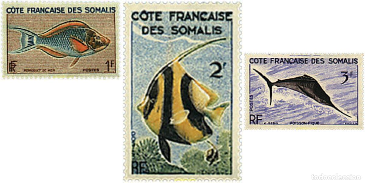 Sellos: 655818 MNH COSTA DE LOS SOMALIS 1959 PECES Y AVES