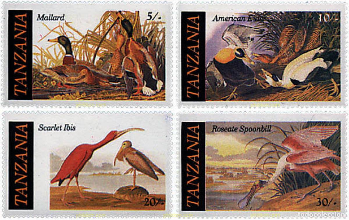 Sellos: 35944 MNH TANZANIA 1986 BICENTENARIO DEL NACIMIENTO DEL ORNITOLOGO J.J. AUDUBON