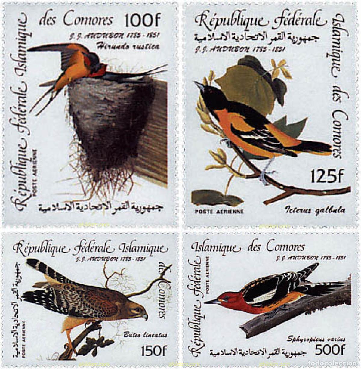 Sellos: 73106 MNH COMORES 1985 BICENTENARIO DEL NACIMIENTO DEL ORNITOLOGO J.J. AUDUBON
