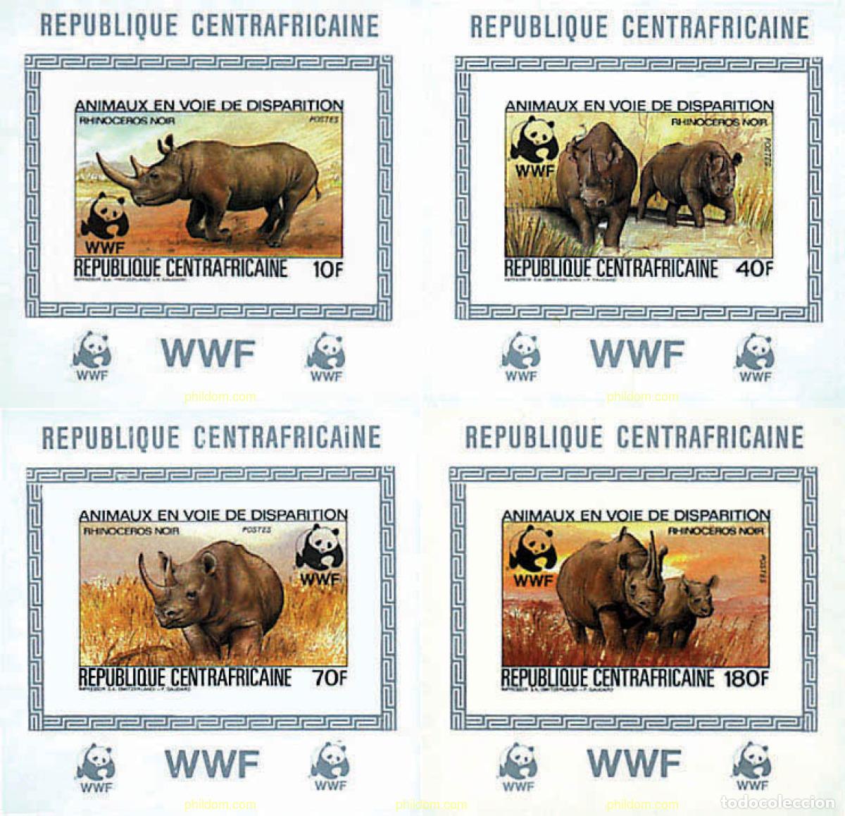 Sellos: 1710 MNH CENTROAFRICANA 1983 RINOCERONTE NEGRO