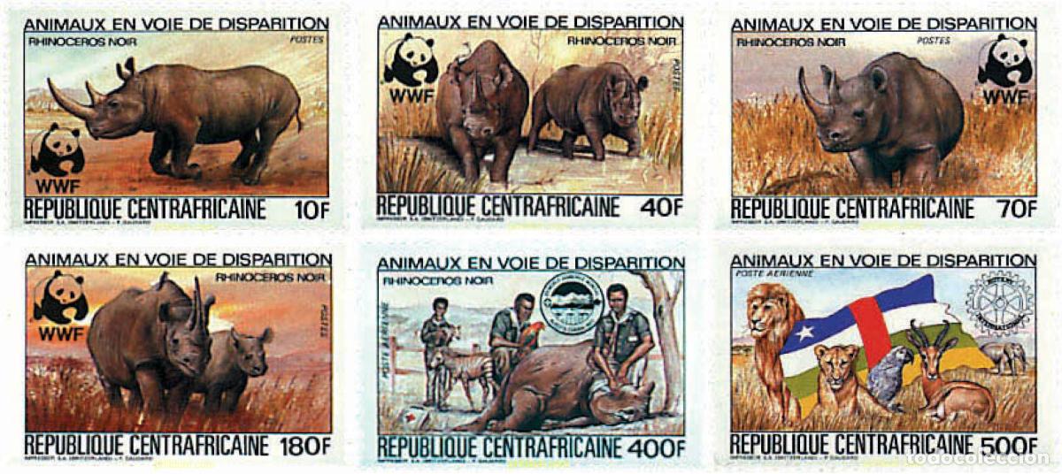 Sellos: 74051 MNH CENTROAFRICANA 1983 RINOCERONTE NEGRO