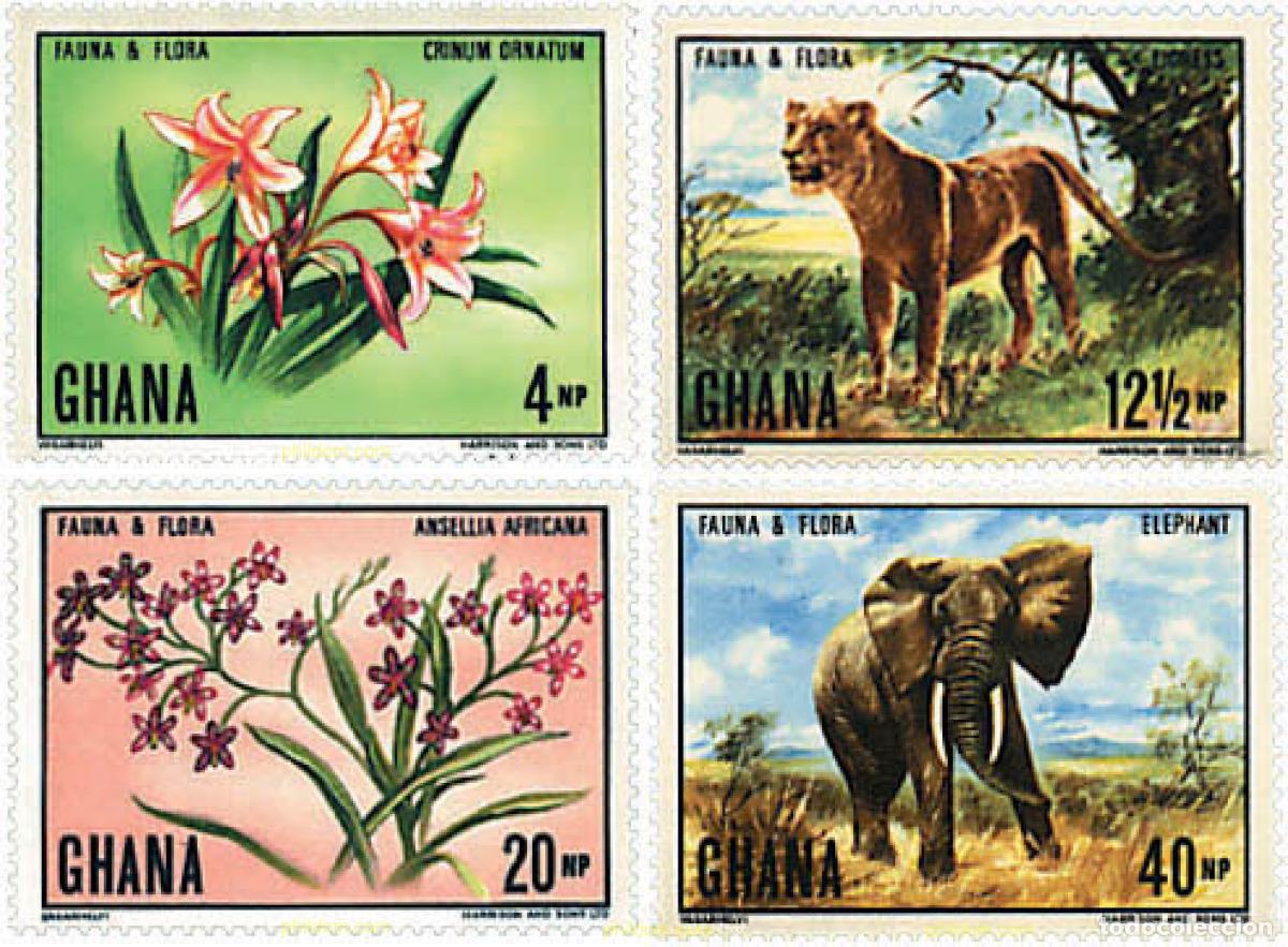 Sellos: 93351 MNH GHANA 1970 FAUNA Y FLORA