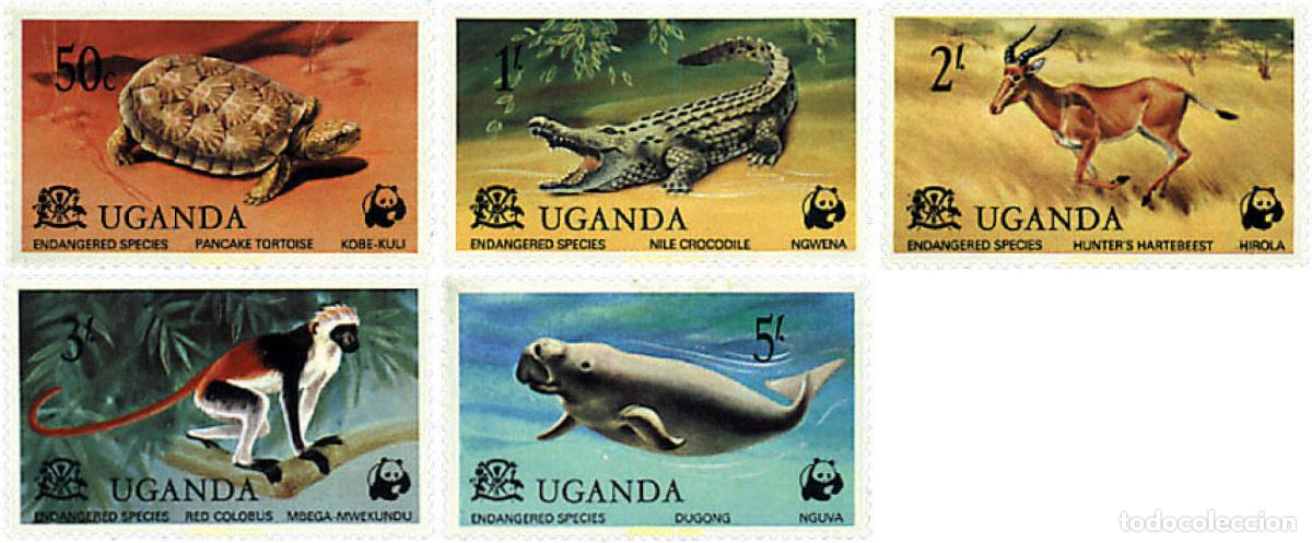 Sellos: 74037 MNH UGANDA 1977 FAUNA EN PELIGRO DE EXTINCION
