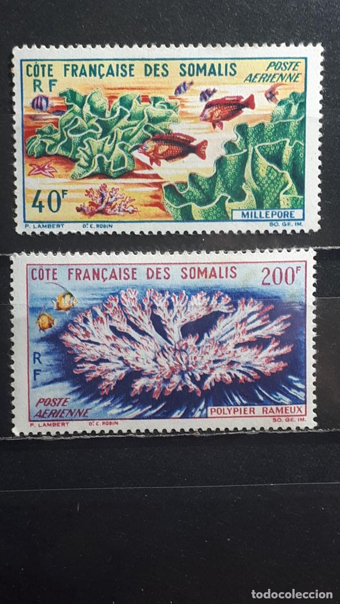 Sellos: COSTA FRANCESA DE SOMALIA. A&Ntilde;O 1963. **. YVERT A&Eacute;REO 34, 36