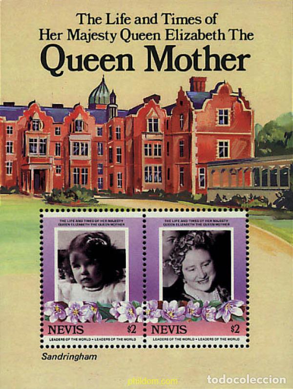 Sellos: 347349 MNH NEVIS 1985 85 ANIVERSARIO DE LA REINA MADRE