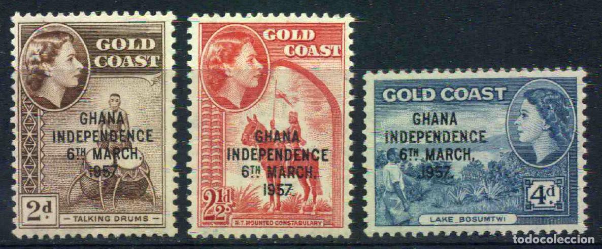 Sellos: Ghana 1957-1958 Conmemoraci&oacute;n de la independencia (sellos nuevos, con goma y sin charnela)