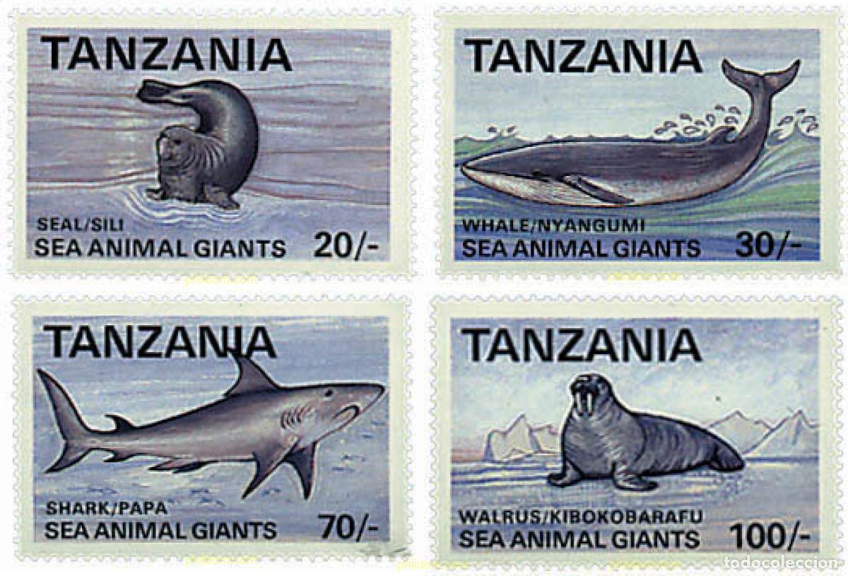 Sellos: 69696 MNH TANZANIA 1993 GRANDES ANIMALES MARINOS