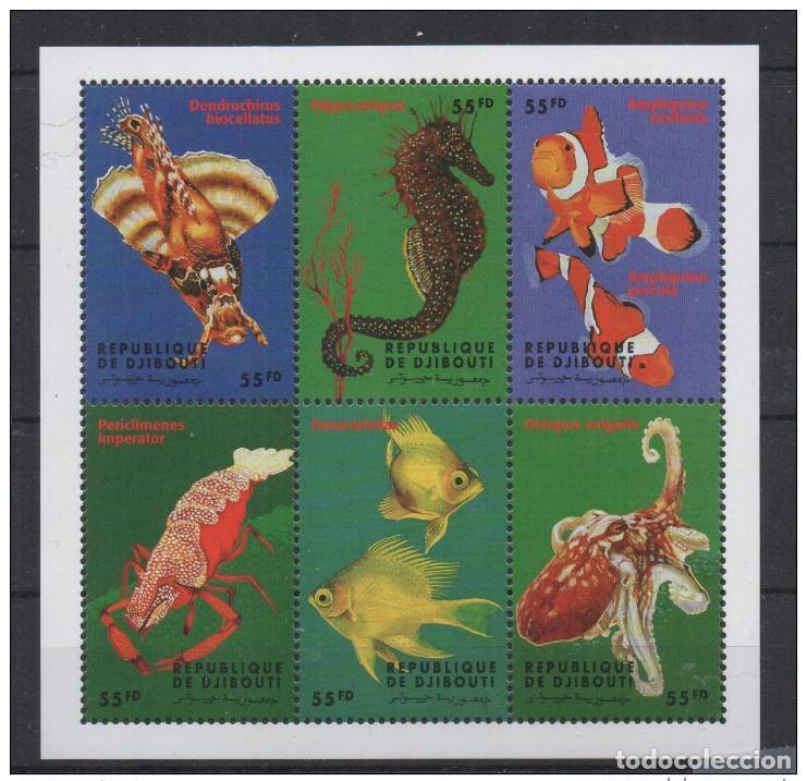 Sellos: Bloc de recuerdos Djibouti 2000: Fauna marina peces y Fische Mi. &iquest;Bl.?