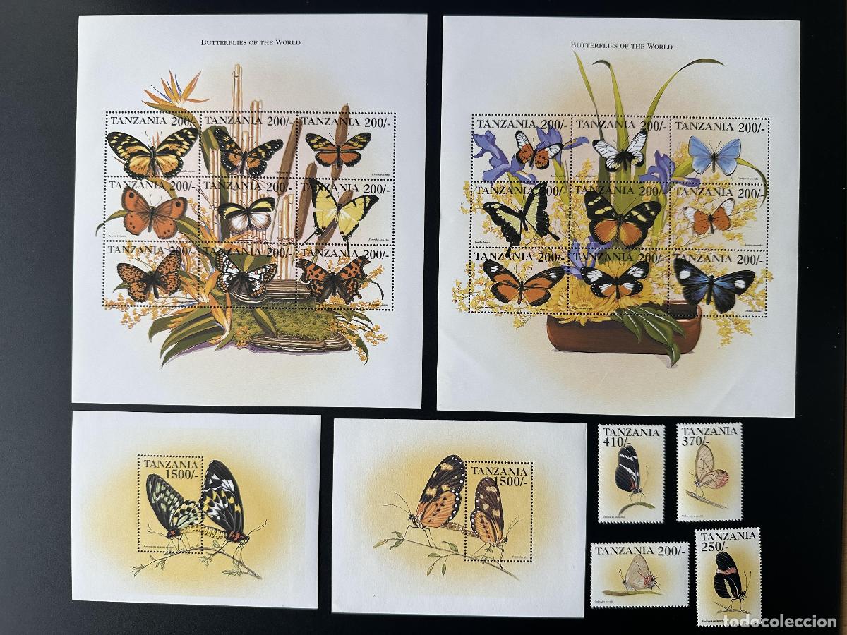 Sellos: Tanzania 1999 Mi. 3303-3324 Bl. 444-445 Lepid&oacute;pteros Mariposas Insectos Vida Silvestre
