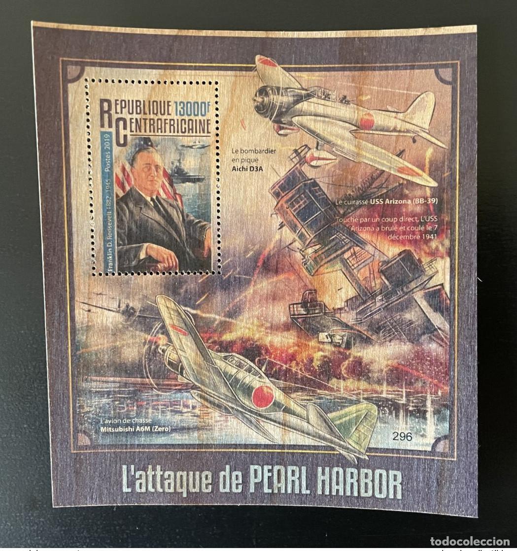 Sellos: &Aacute;frica Central 2019 Mi. &iquest;Bl.? Ataca Pearl Harbor Roosevelt Mitsubishi Wood