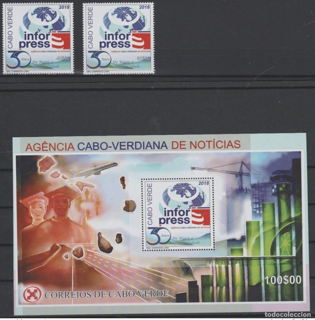 Sellos: Cabo Verde 2018 Mi. 1050-1 Bl. 48 Inforpress Agentur 30 a&ntilde;os 2 val. + S/S MNH
