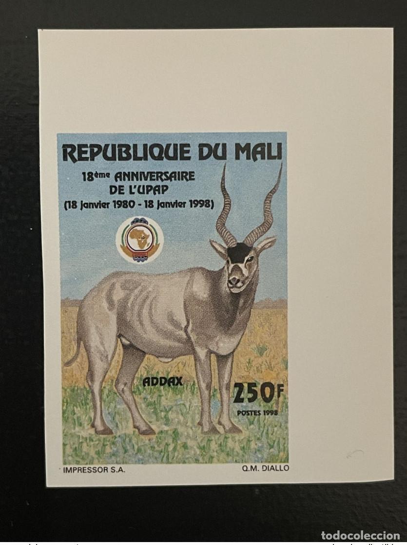 Sellos: Mali 1998 Mi. 1973 ND IMPERF 18 a&ntilde;os PAPU UPAP Addax Mapa de vida silvestre MNH**