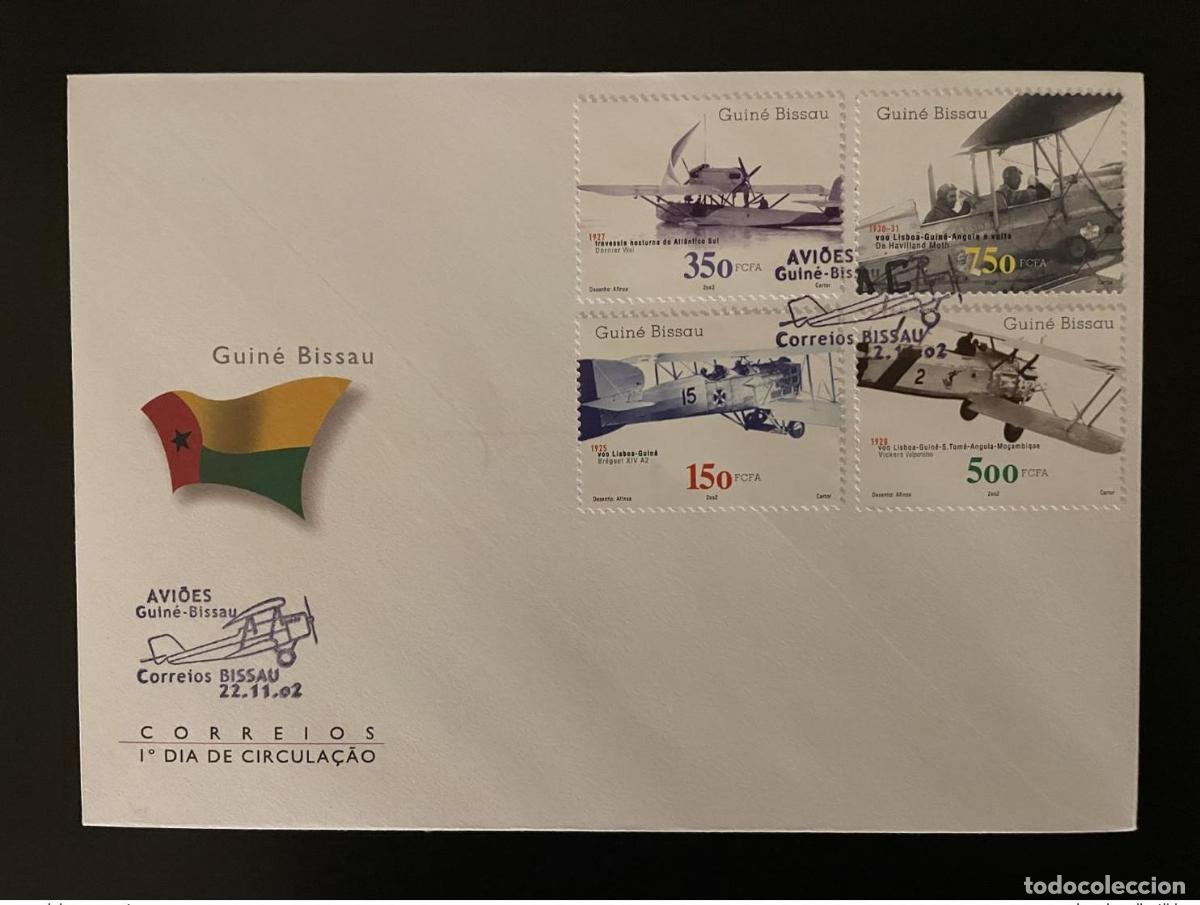 Sellos: Guinea-Bis&aacute;u 2002 mayo 2016 - 2019 FDC Aviation Br&eacute;guet De Havilland Moth Avion