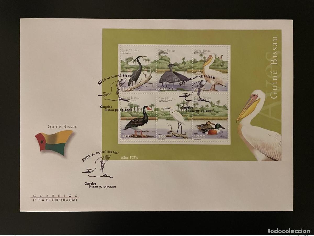 Sellos: Guinea-Bis&aacute;u 2001 Mi. Bl. 375 FDC P&aacute;jaros V&ouml;gel Aves fauna