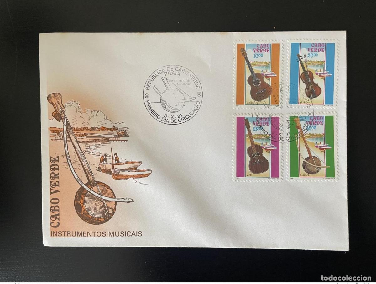 Sellos: Cabo Verde 1991 Mi. 620 - 623 FDC M&uacute;sica Instrumentos Viol&iacute;n