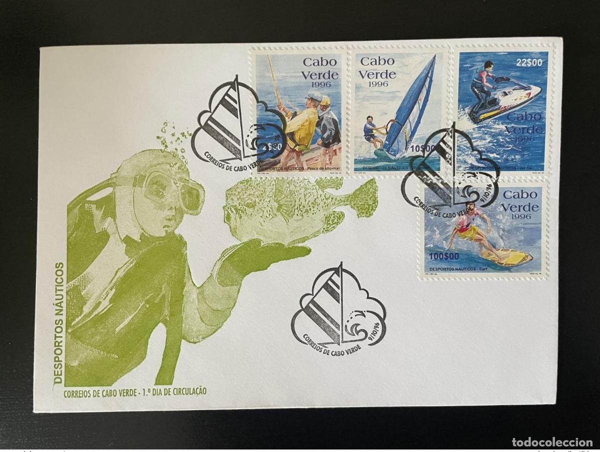 Sellos: Cabo Verde 1996 Mi. 716 - 719 FDC Desportos Nauticos Deportes acu&aacute;ticos Surf
