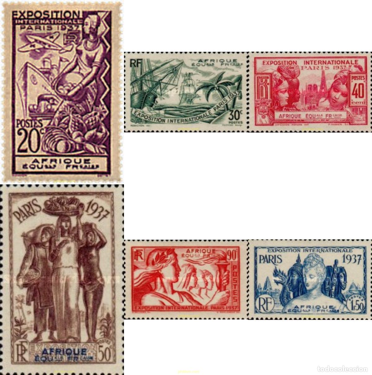 Sellos: 369886 HINGED AFRICA ECUATORIAL FRANCESA 1937 EXPOSICION INTERNACIONAL DE PARIS