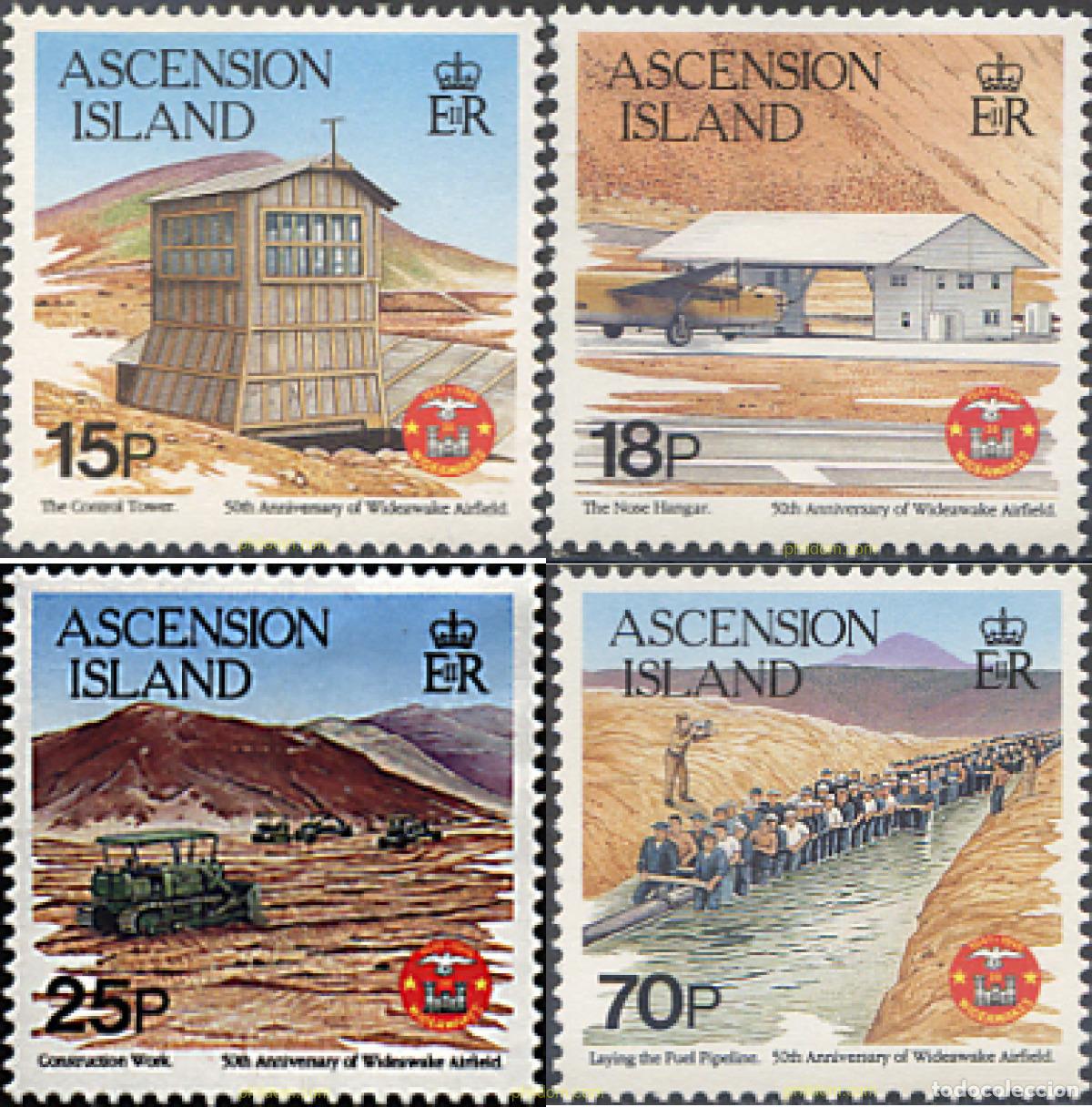 Sellos: 39204 MNH ASCENSION 1992 50 ANIVERSARIO DEL ACONDICIONAMIENTO DEL CAMPO DE AVIACION DE WIDEWAKE