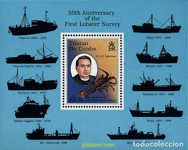 Sellos: 39517 MNH TRISTAN DA CUNHA 1998 50 ANIVERSARIO DE LOS PRIMEROS ESTUDIOS SOBRE LA LANGOSTA