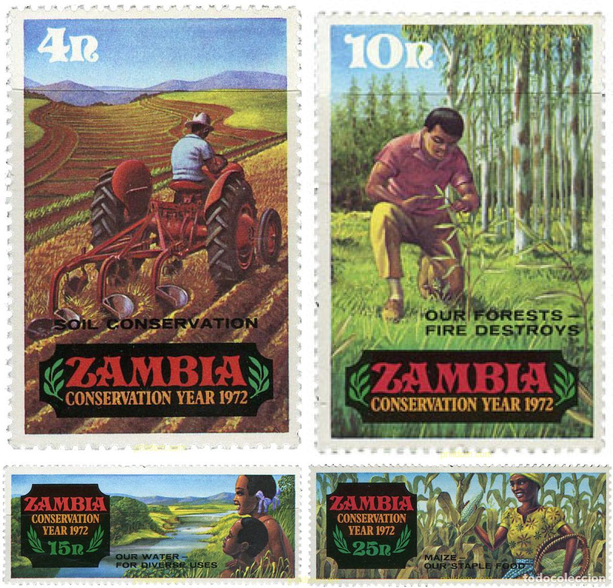Sellos: 39970 MNH ZAMBIA 1972 A&Ntilde;O DE LA CONSERVACION DE LA NATURALEZA