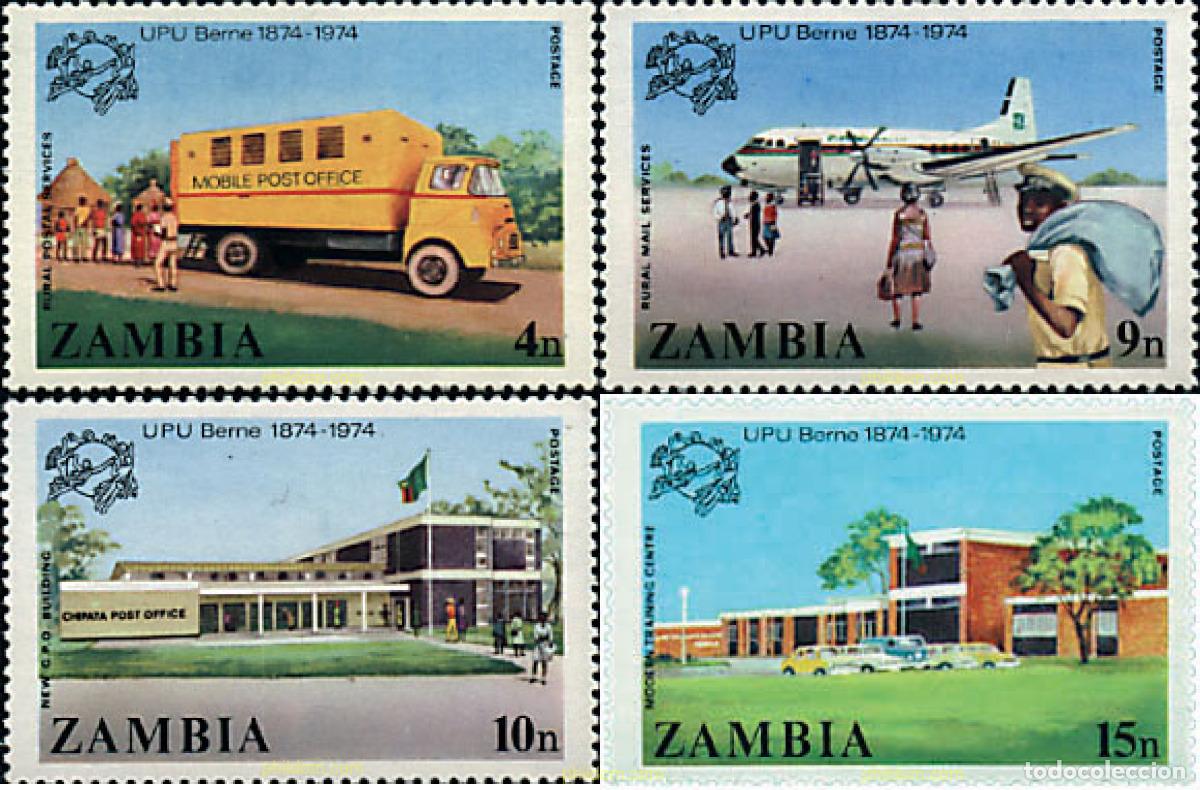 Sellos: 39971 MNH ZAMBIA 1974 CENTENARIO DE LA UNION POSTAL UNIVERSAL